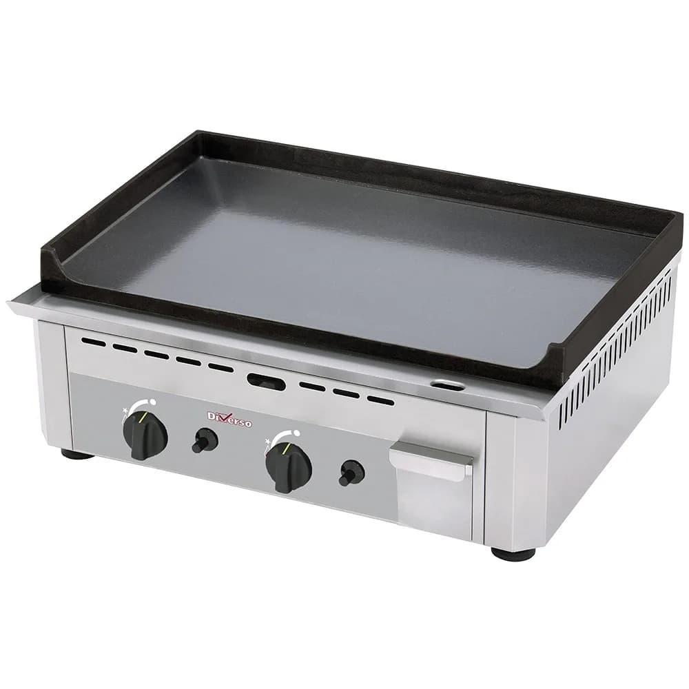 Gas-Grillplatte doppelt, emailliert, 600 x 400 mm, 2 Zonen, (B x T x H) 600 x 475 x 230 mm