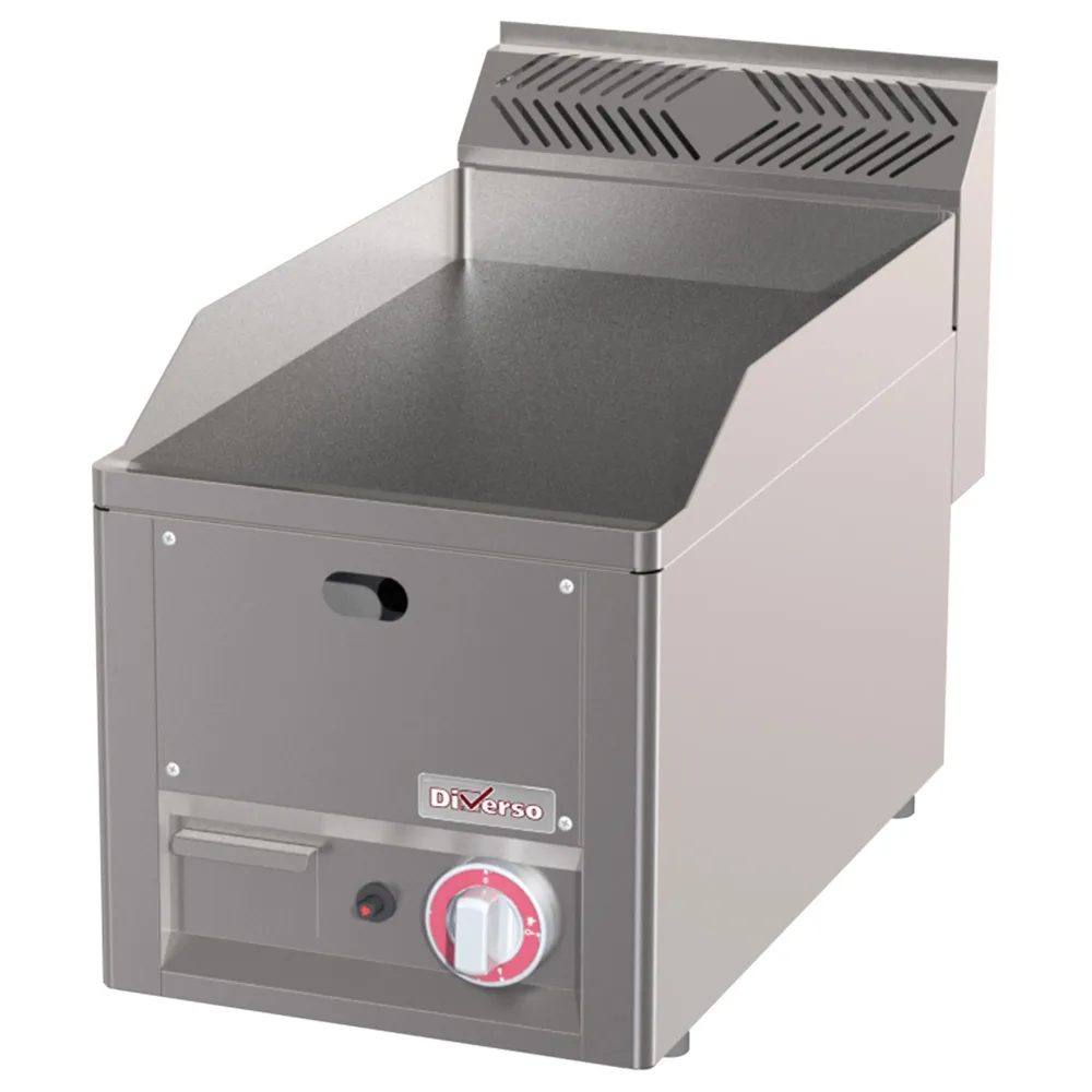 Gas Grillplatte, glatt, 4 kW, Gusseisen, (B x T x H) 330 x 600 x 290 mm, Edelstahl