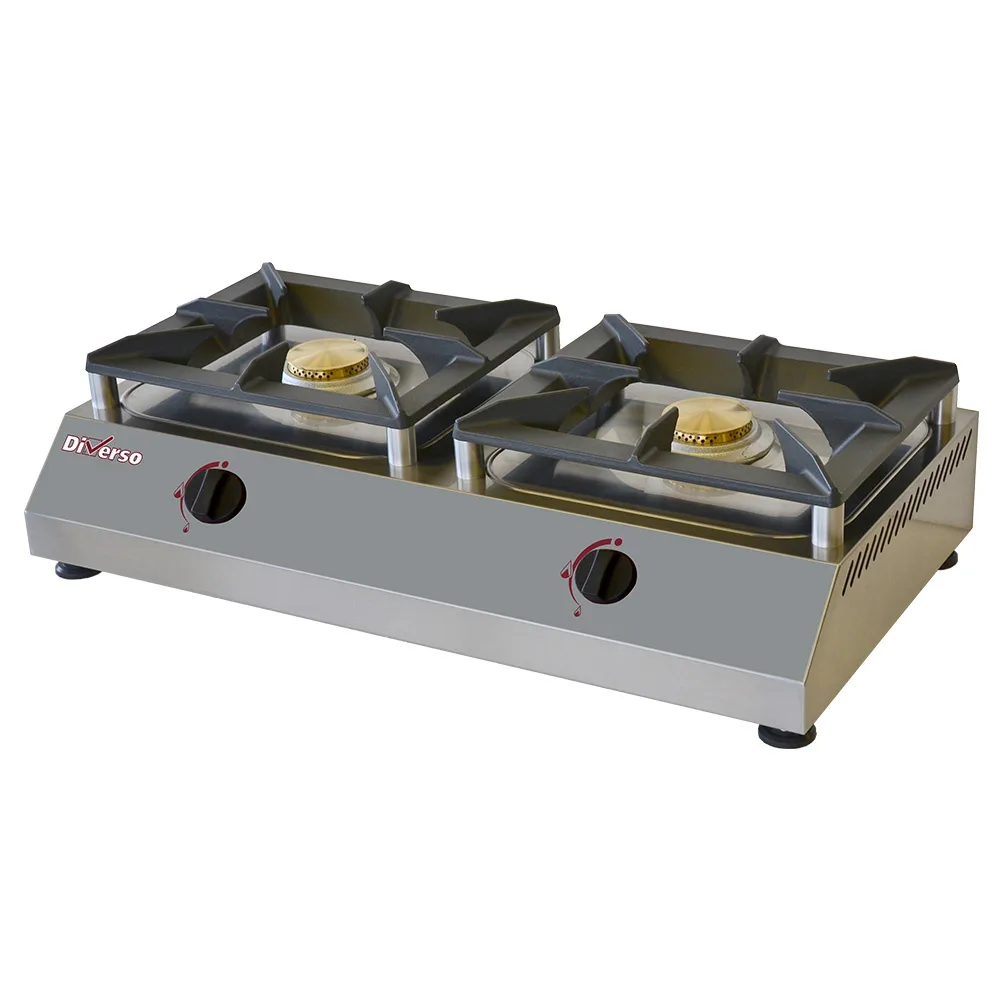Gas tabletop cooker 2 burners 5 kW, stainless steel, 8600 kcal/h, (W x D x H) 760 x 400 x 200 mm