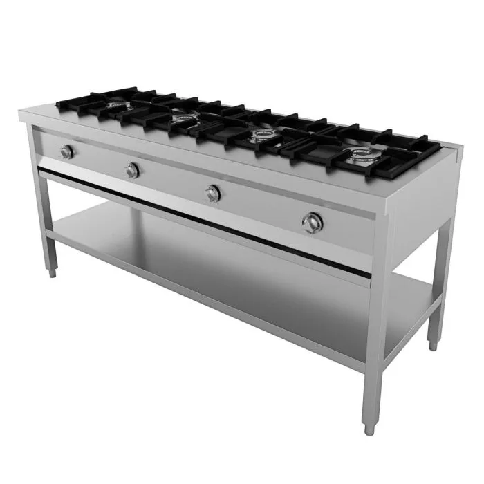 Gas wok table for pancakes, 4 x 6.5 kW, (W x D x H) 1685 x 600 x 800 mm