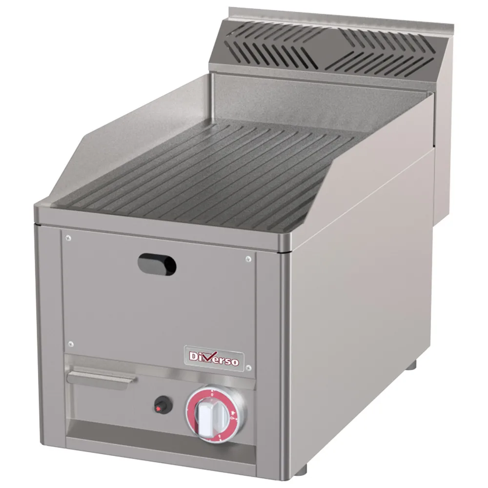Žebrovaná plynová varná deska, 4 kW, litina, (Š x H x V) 330 x 600 x 290 mm, nerez