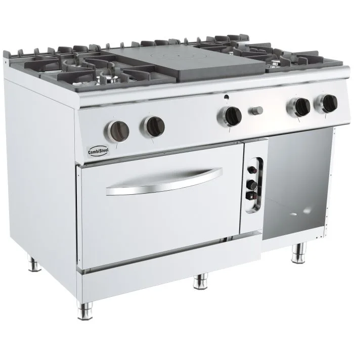 Glühplattenherd 4 Brennern mit Gasbackofen, 80 kW, (B x T x H) 1200x700x900 mm