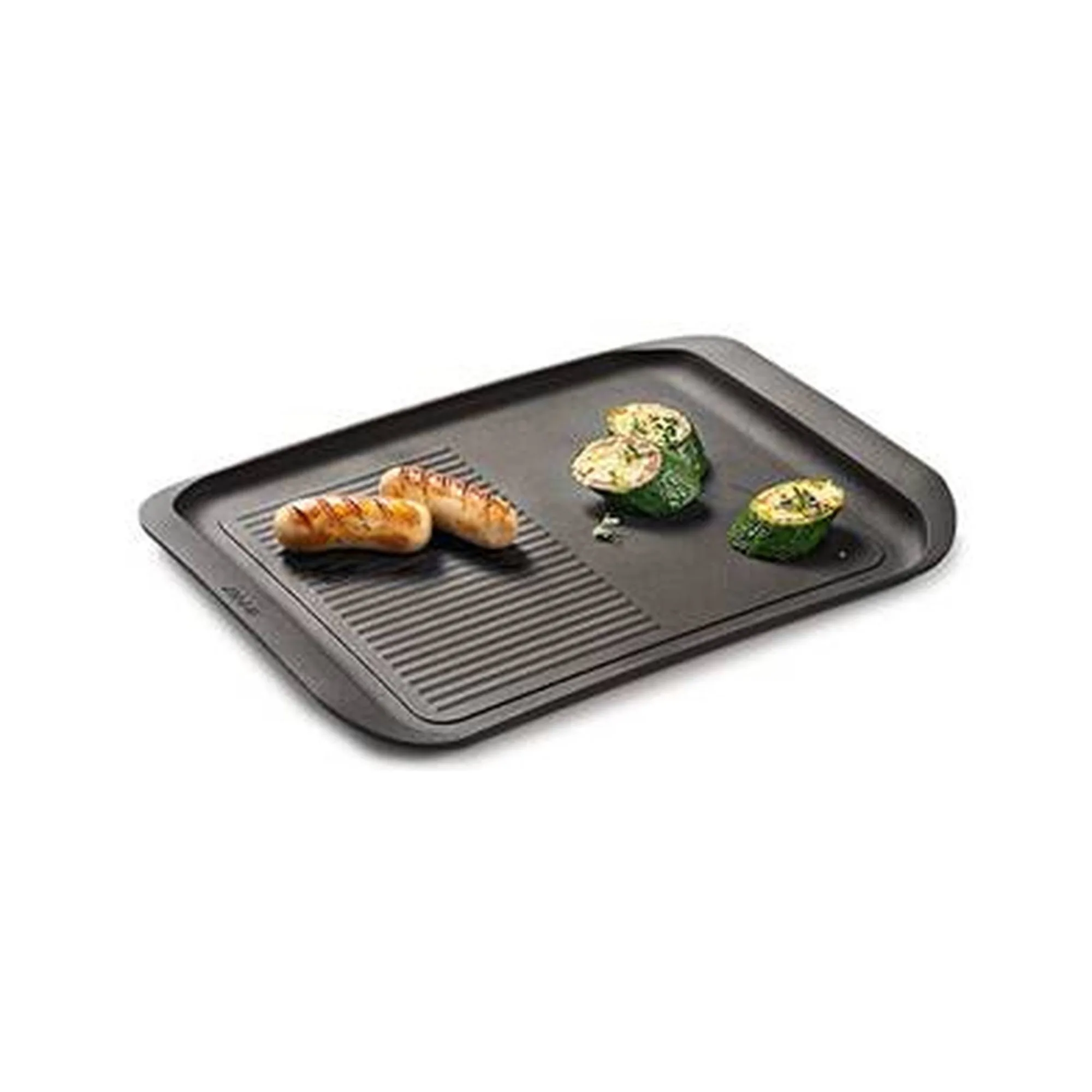 Grill Plate, Smooth & Ridged, Aluminum, (W x D x H) 300 x 225 x 20 mm