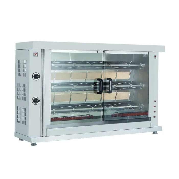 Hähnchengrill Gas, 3 Spieße, 12 kW, 1320 x 460 x 880 mm