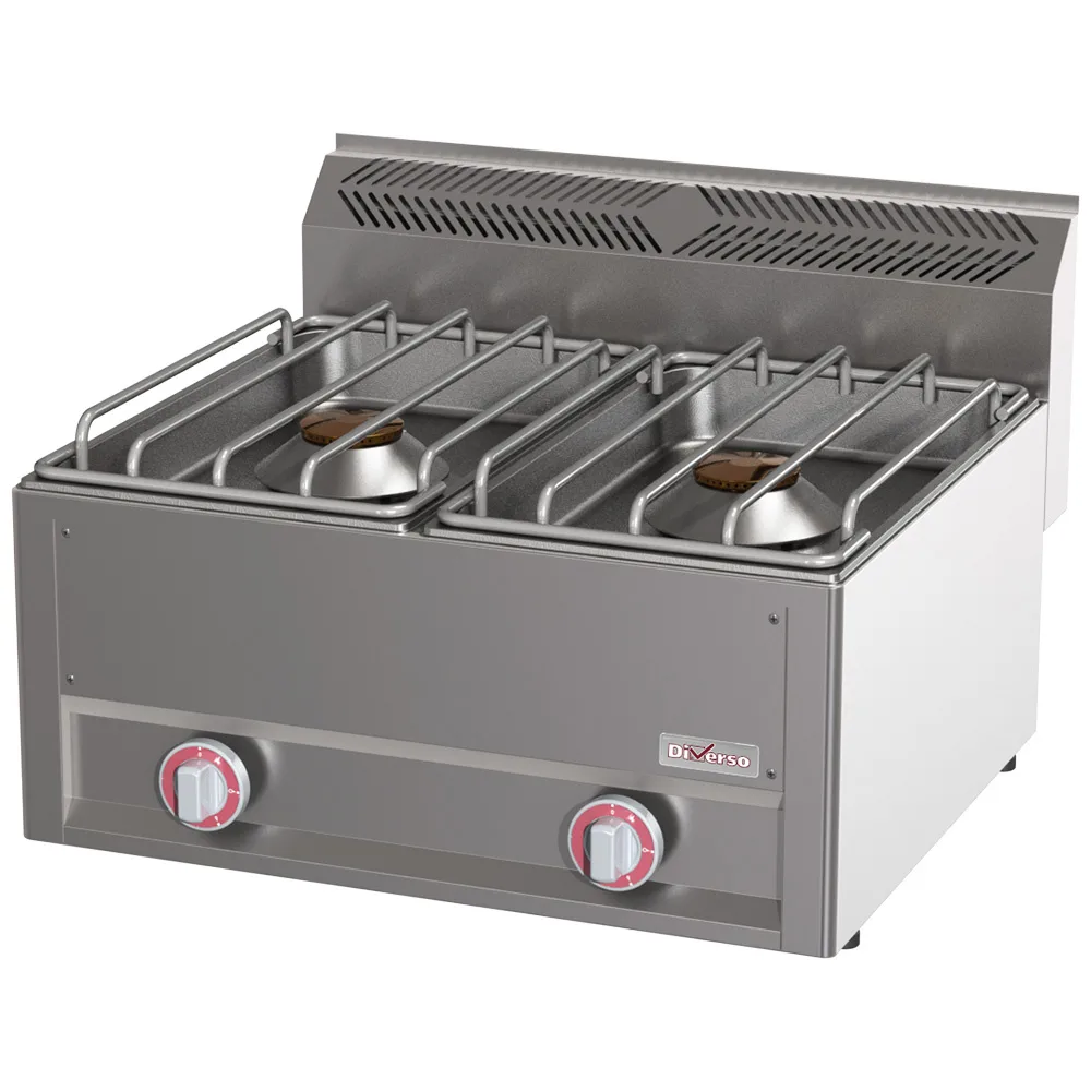 Kuchyňský sporák 2 hořáky, 2 x 8 kW, (Š x H x V) 660 x 600 x 290 mm, nerez, výkonný