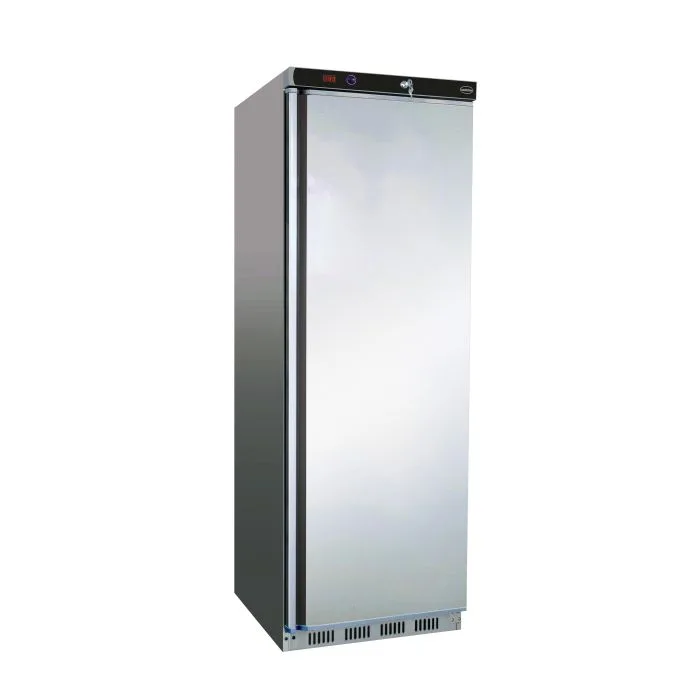 Paslanmaz çelik HR400 1 kapılı buzdolabı, 350 litre, fan destekli statik soğutma, (GxDxY) 600 x 585 x 1850 mm