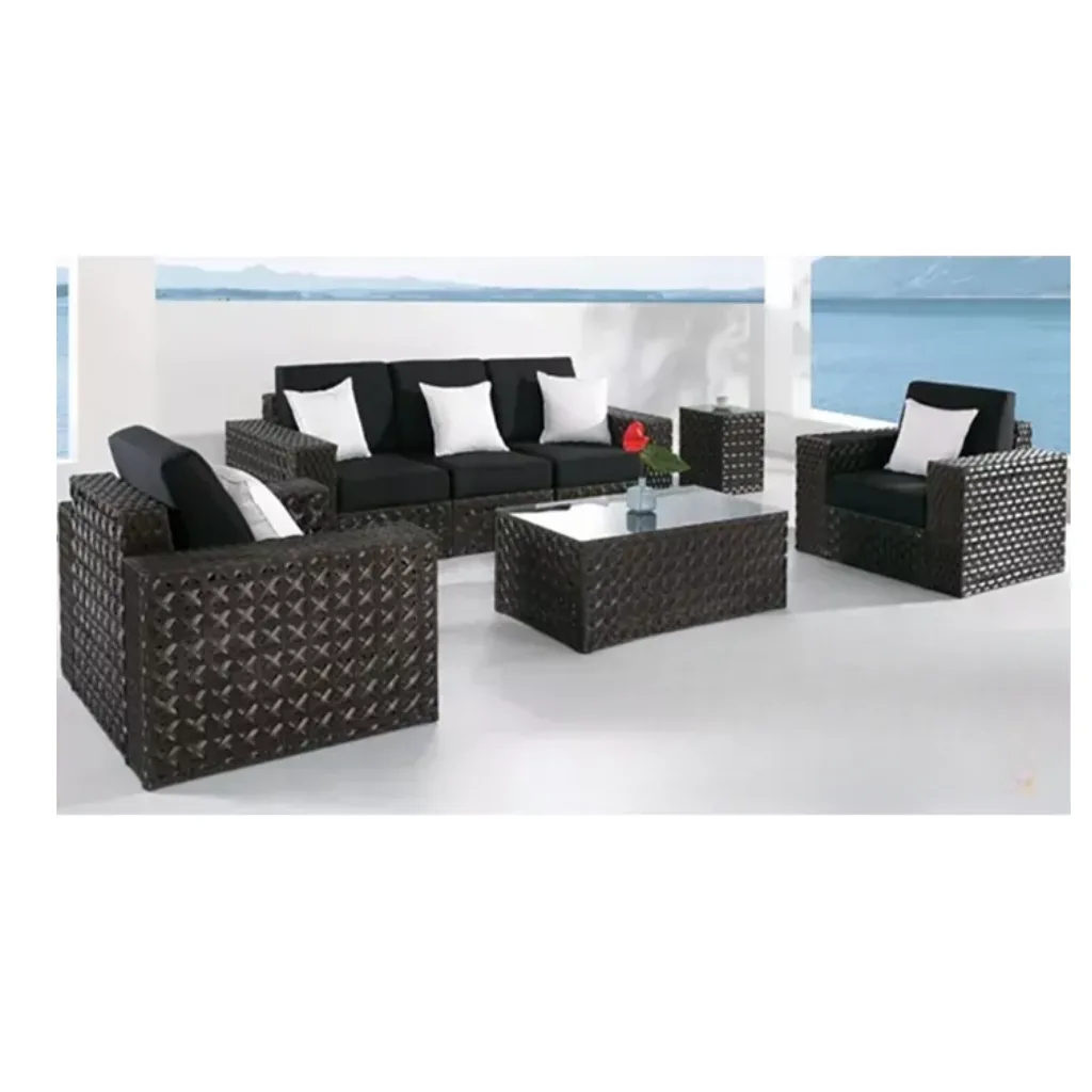 MARS Loungeset | Alüminyum & Halat Örgü Honey | 5 parçalı set | Yastıklar dahil