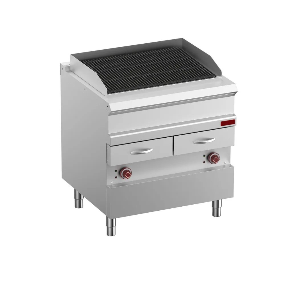 OptiTech 700 | Elektro Dampfgrill - Modulgröße Doppel GN 1/1 - Doppelseitiger Gusseisenrost, 12 kW, (B x T x H) 800 x 700 x 920 mm