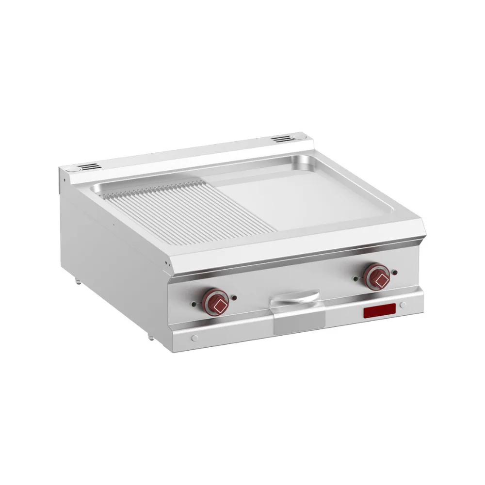 OptiTech 700 | Electric Griddle - Hard Chrome, Smooth GN 1/2 + Ribbed GN 1/2, 10 kW, (W x D x H) 700 x 700 x 320 mm
