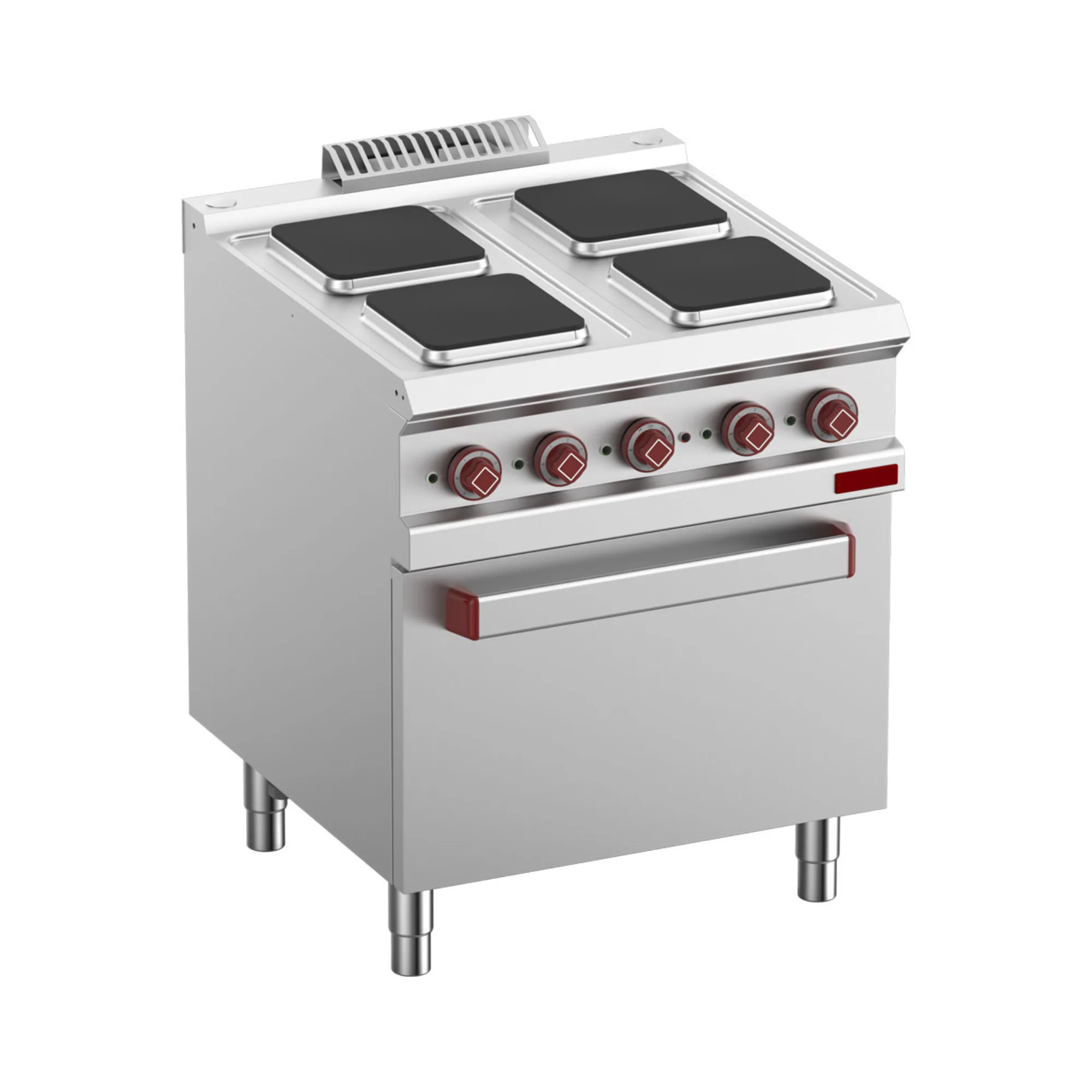 OptiTech│ Electric Hotplate Cooker - 4 Square Plates & Oven GN 2/1, 15.7 kW, (W x D x H) 700 x 700 x 920 mm