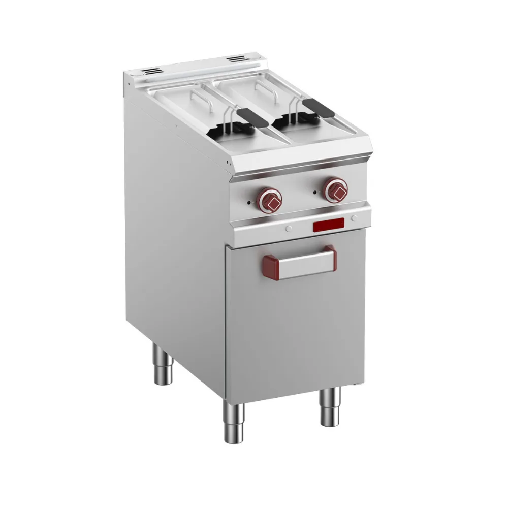 OptiTech│Electric Deep Fryer - 7 L, Digital, 10.5 kW, 2 Tanks Y, on Base Unit, (W x D x H) 400 x 700 x 920 mm