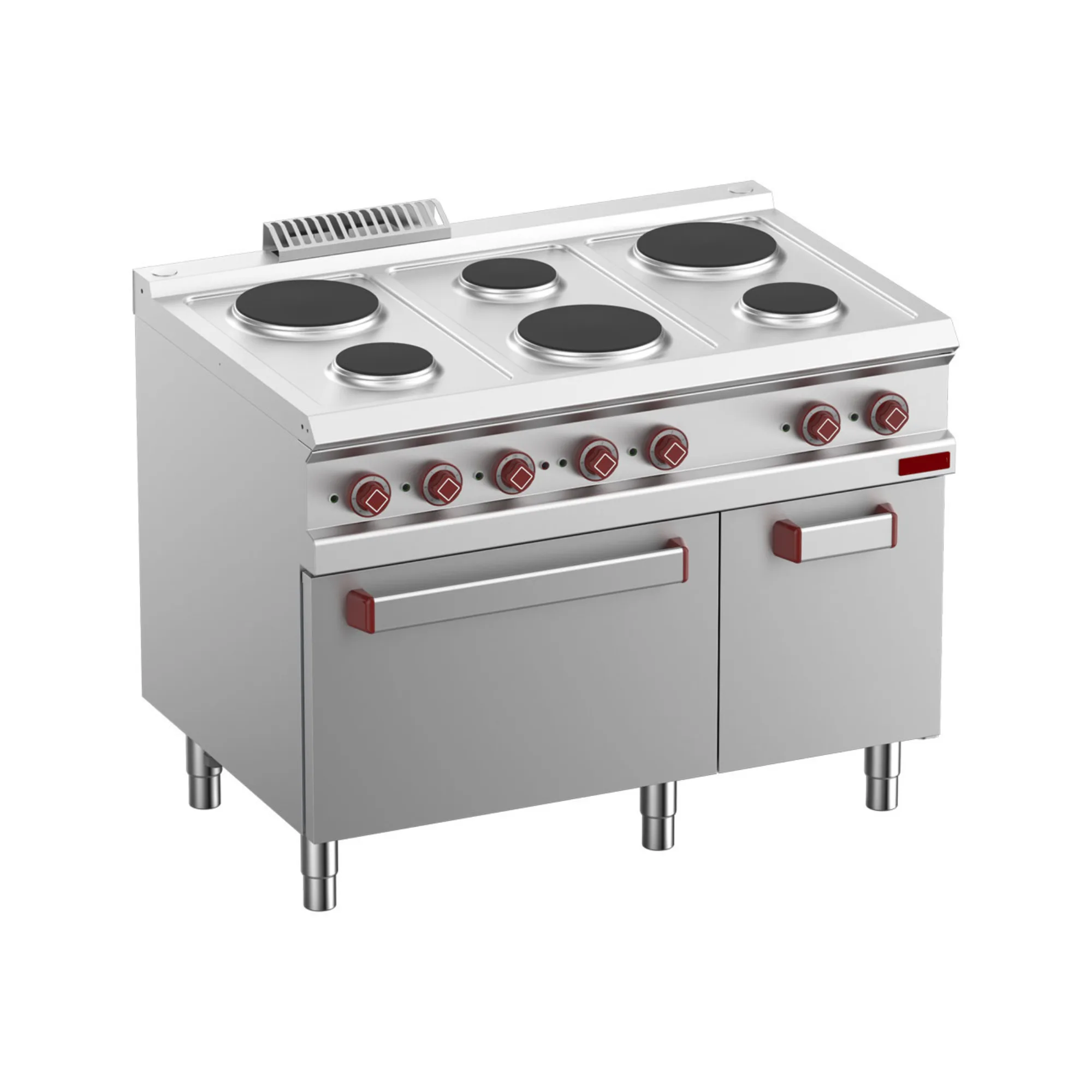 OptiTech│Electric Stove with 6 Round Plates & Electric Oven GN 2/1 and Neutral Base GN 1/1, 17.6 kW, (W x D x H) 1100 x 700 x 920 mm