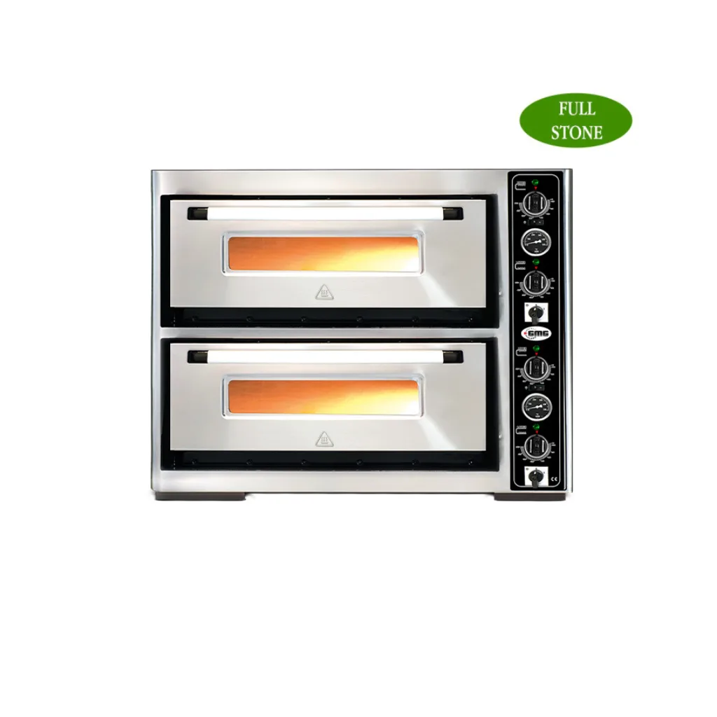 Profi-Pizzaofen GMG Vollschamott 2-Kammer – 4+4 Pizzen Ø 33 cm – 970x890x760 mm – 10 kW / 400V