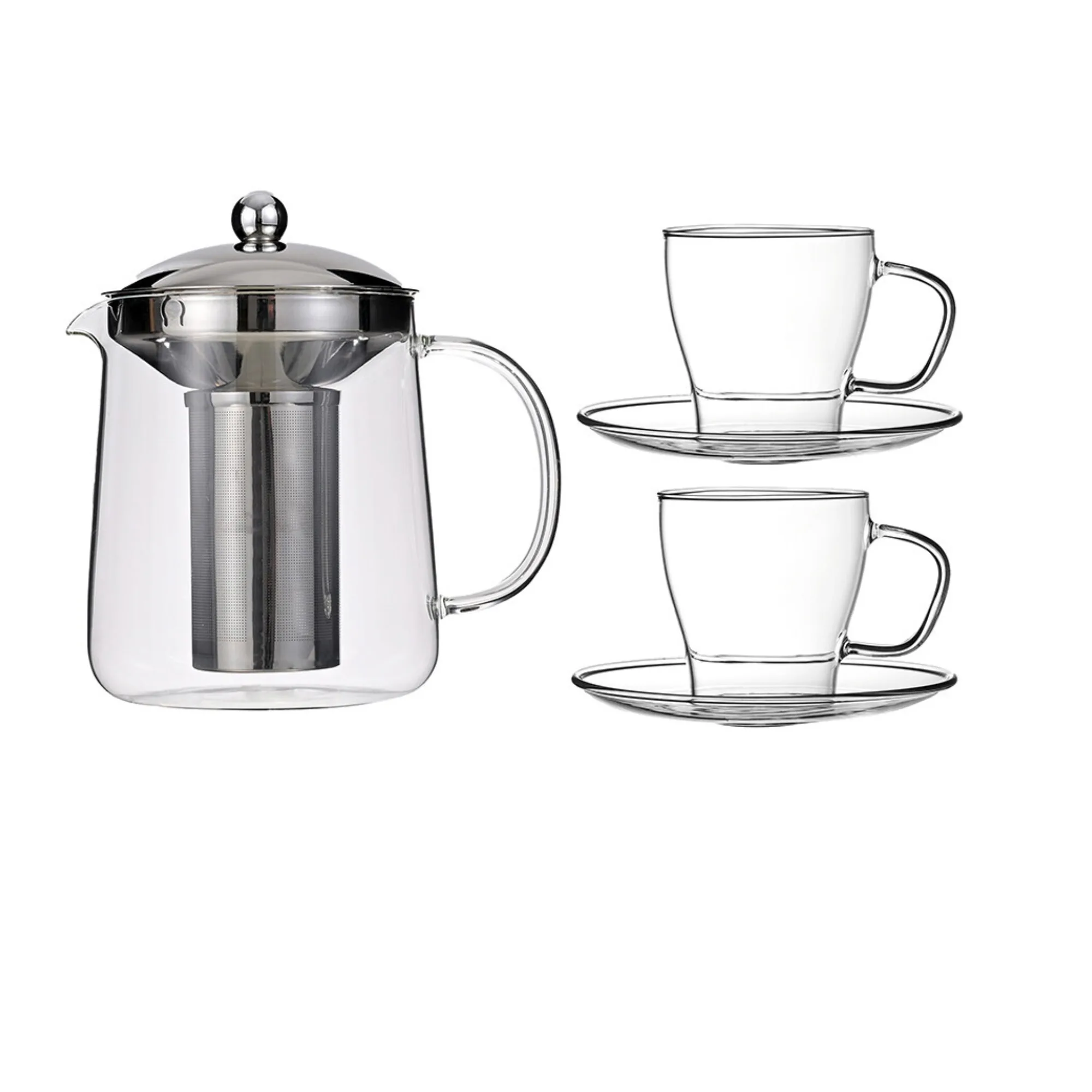 TeaPot NISA Set | Glasteekanne mit 2 Glastassen – 1.200 ml