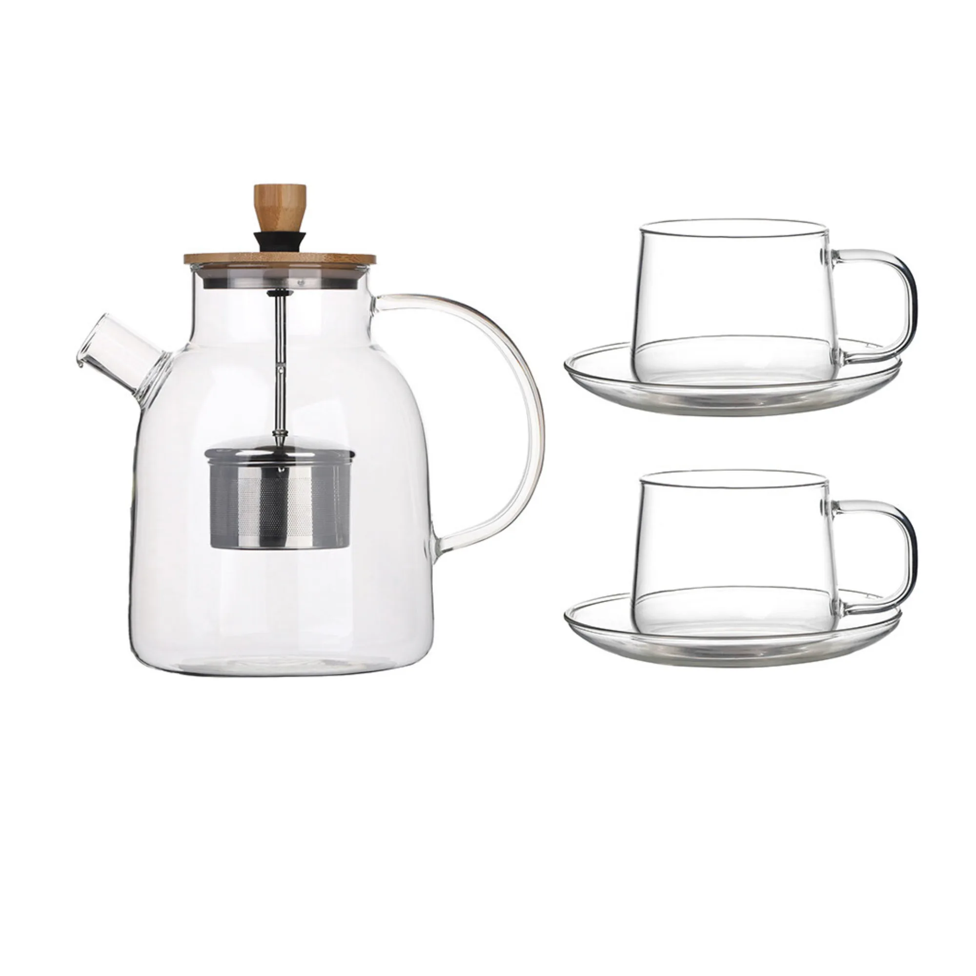 TeaPot NISA Set | Glass teapot with 2 glass cups – 1,600 ml