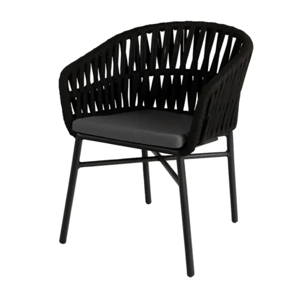 TRUVA Teras Sandalyesi | Alüminyum, antrasit renkli toz kaplama | 58x54x77 cm | Gri minder dahil