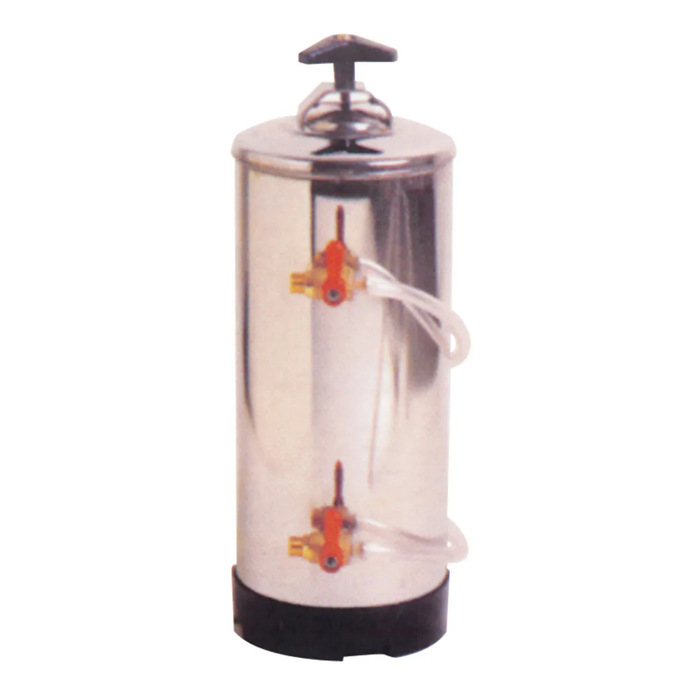 Wasserenthärter Edelstahl 12 Liter – mit Messinghahn, B 185 × T 185 × H 500 mm
