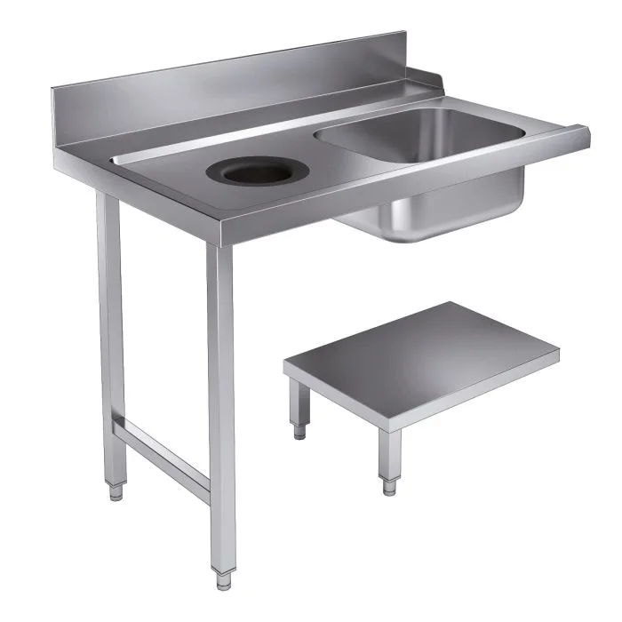 Inlet table with base and drain hole, (WxDxH) 1200x750x900 mm