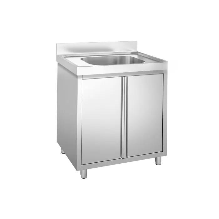 Paslanmaz Çelik Evyeli Dolap, 1 Hazne – 800 x 700 x 970 mm | Hazne 500 x 500 x 300 mm