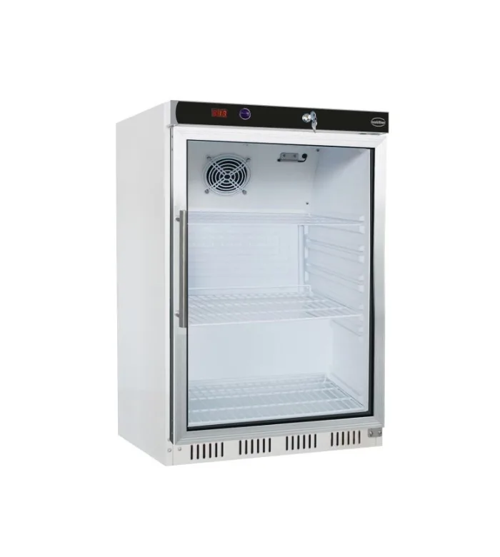 Nerezový chladič HR200 s 1 dveřmi – 130 litrů, energetická třída A, 230 V, 150 W, 600 × 585 × 845 mm