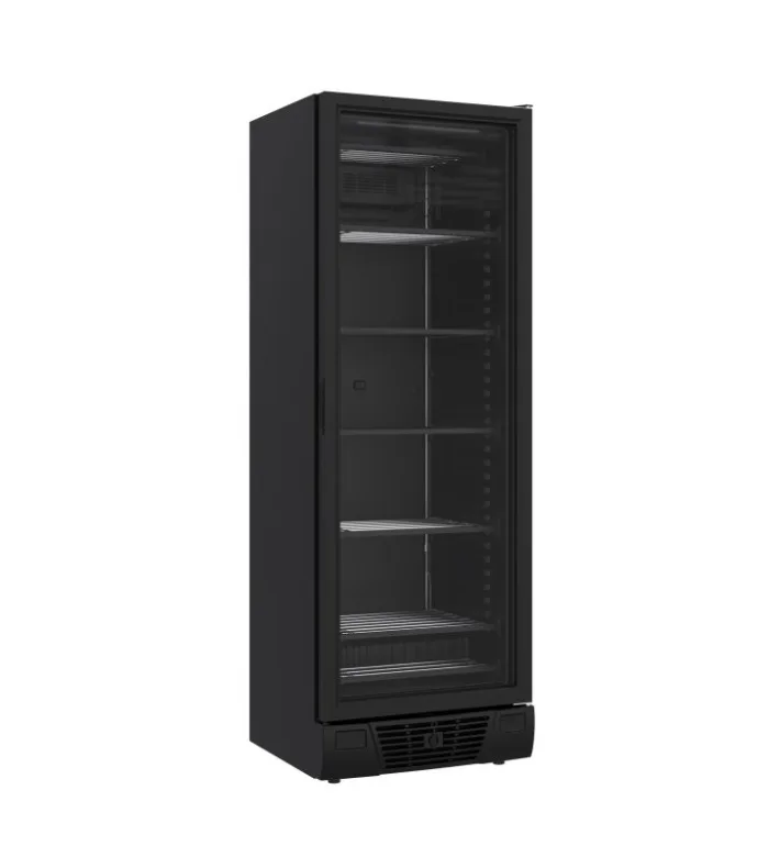 Mraznička 382 LITRŮ s 1 prosklenou dveřmi – černá, LED a topení oken, 640 × 670 × 1875 mm
