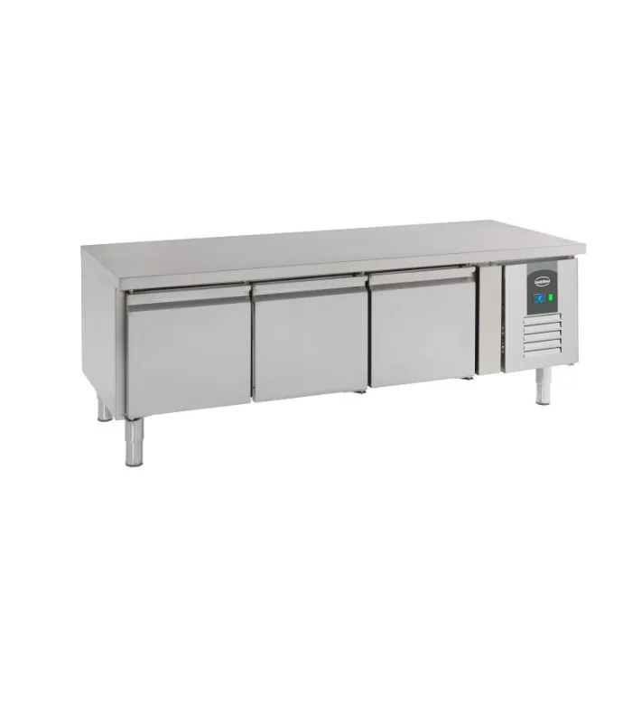 Undercounter Refrigerated Work Table – 260 LITRES, 3 Doors, 650 mm Height, Stainless Steel, 1600 × 700 × 650 mm