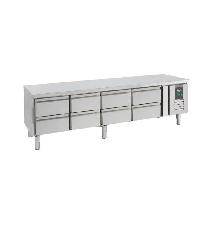 Undercounter Cooling Table – 402 LITRES, 8 Drawers, 650 mm Height, Stainless Steel, 2000 × 700 × 650 mm