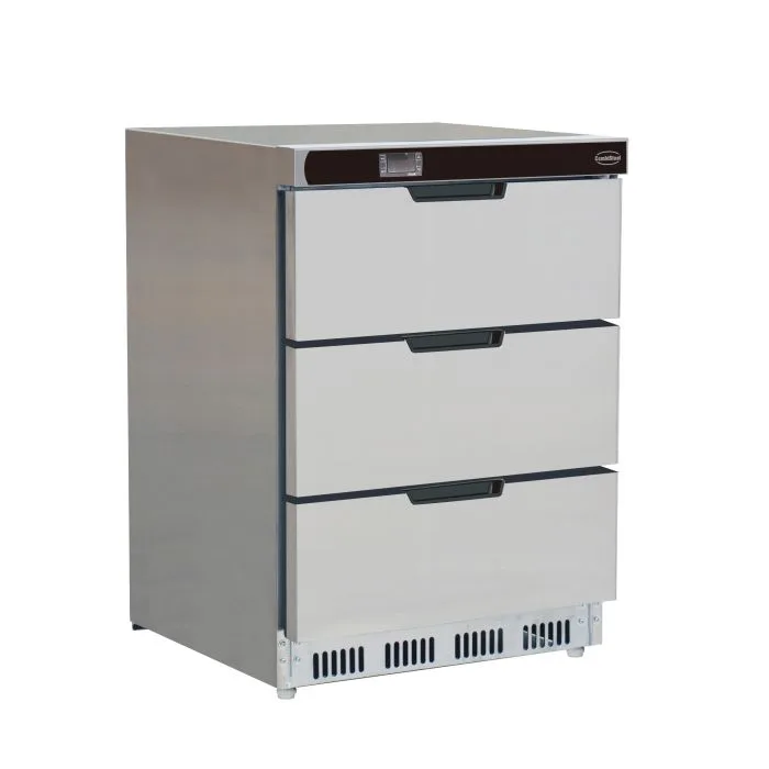 Edelstahl Kühlschrank Tischmodell RFS mit 3 Schubladen, Umluft, (BxTxH) 600 x 605 x 810 mm