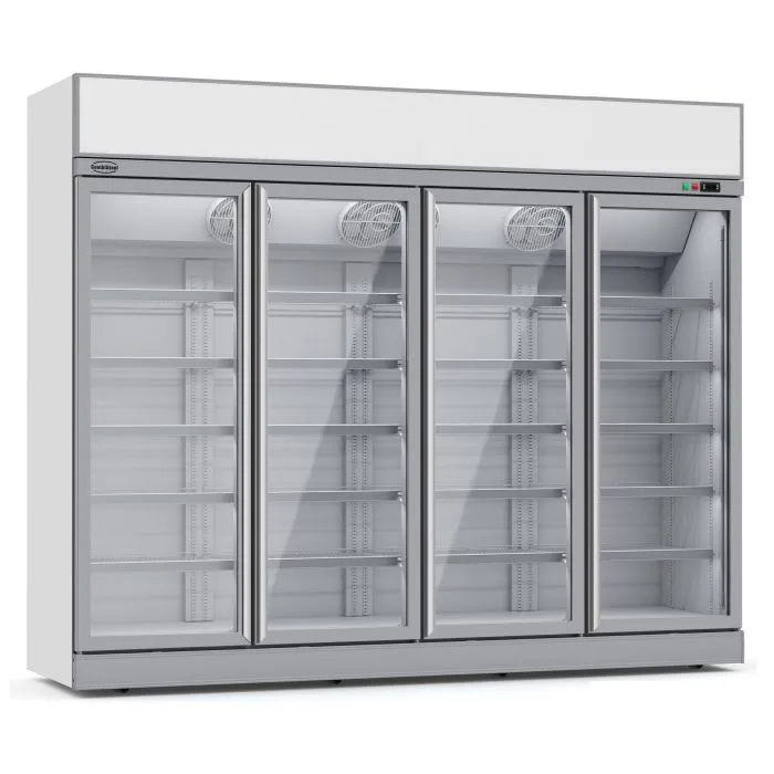 4 cam kapılı market tipi teşhir buzdolabı, 2060 L, fanlı (Umluft) soğutma, LED, kapı rezistansı, tekerlekli, (GxDxY) 2508 x 710 x 2092 mm (INS-2060R)