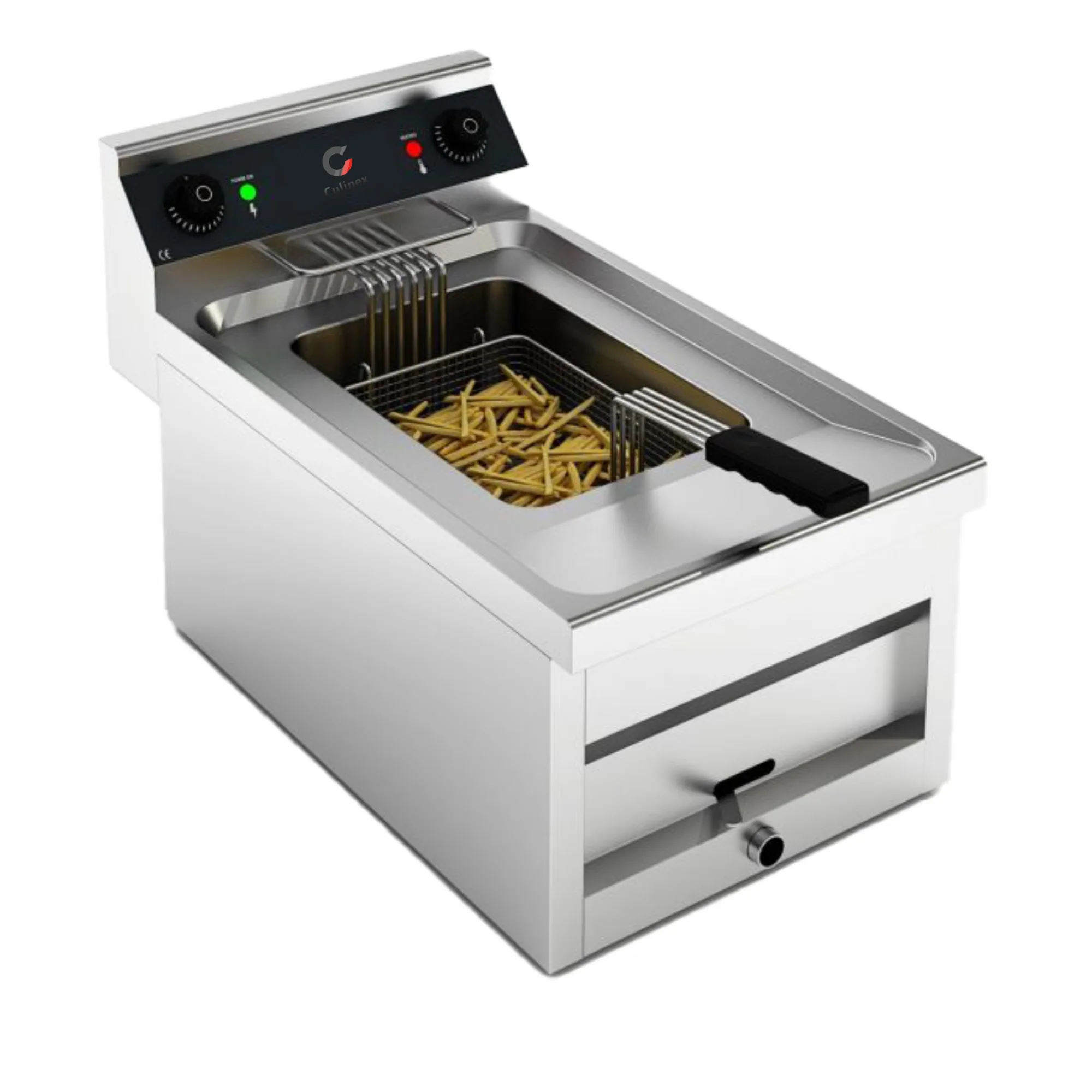 Elektro Fritteuse 12 L, 9 kW, 1 Korbe, (B x T x H) 400x700x328 mm
