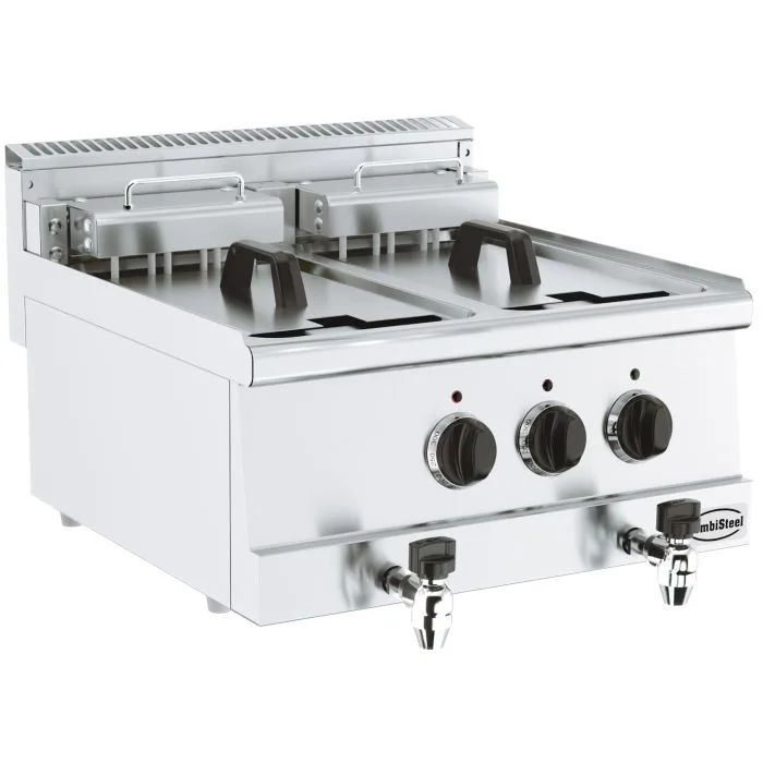 Elektro Fritteuse 2x10 L, 15 kW, 2 Korbe, (B x T x H) 600x600x300 mm