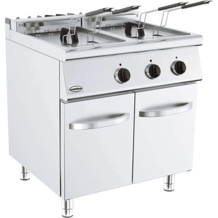 Electric Deep Fryer 2x18 L with Base Cabinet, (W x D x H) 800x700x900 mm