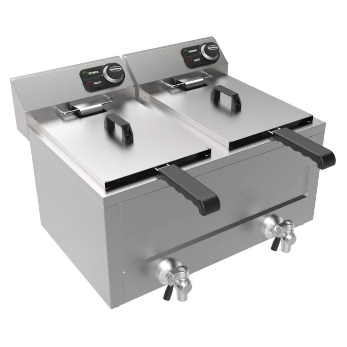 Elektro Fritteuse 2x8 L, 2x3 kW, 2 Korbe, (B x T x H) 620x545x405 mm