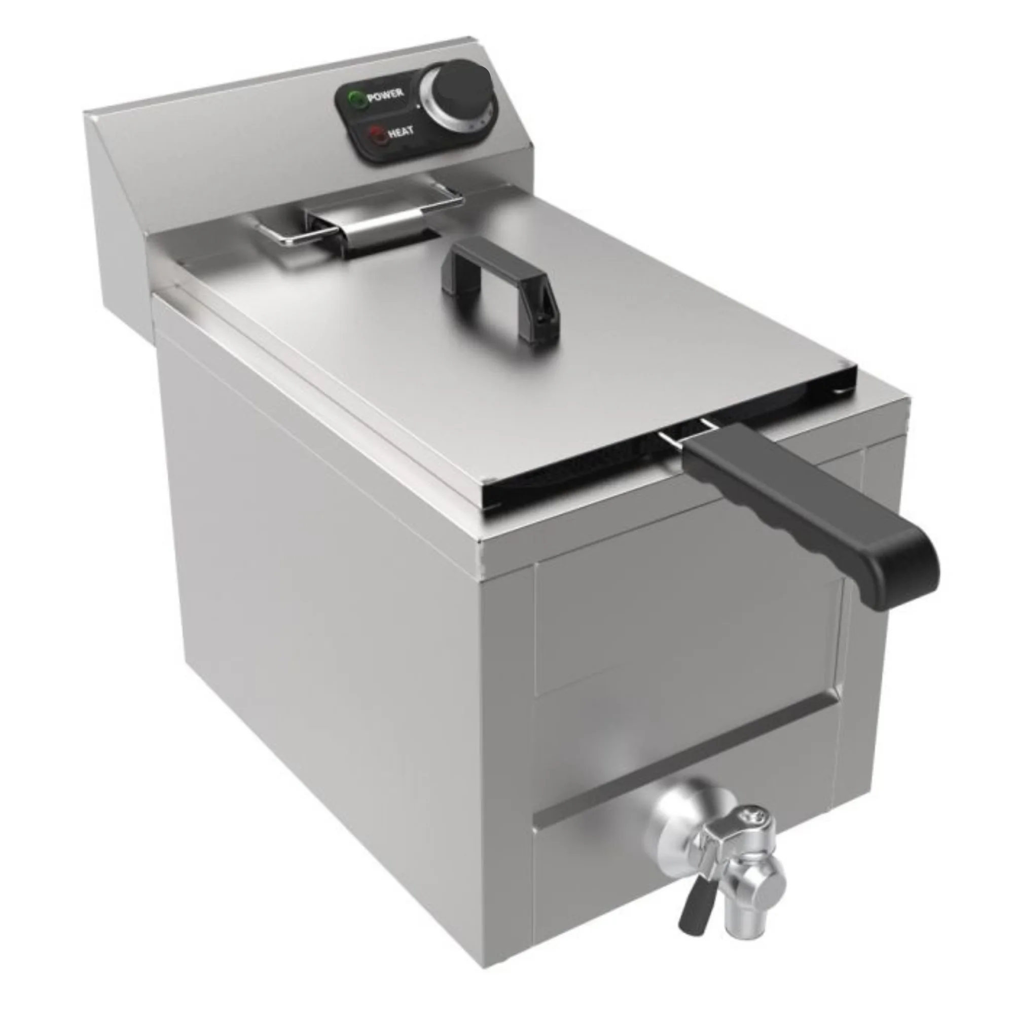 Elektrikli Fritöz 8 L, Tahliye Vanası ile, 3 kW, 1 Sepet, (G x D x Y) 305x545x405 mm