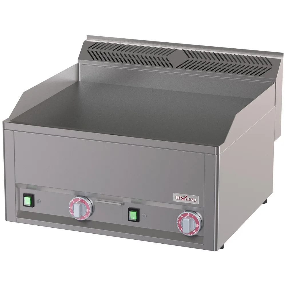 Elektrikli Çiftli Düz Izgara Plakası, 6 kW, (G x D x Y) 660 x 600 x 290 mm, Paslanmaz Çelik