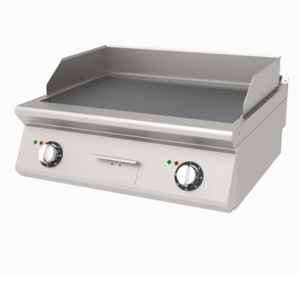 Elektro-Grillplatte Professional – Edelstahl | 10,2 kW | 800 × 730 × 300 mm – Gerillt