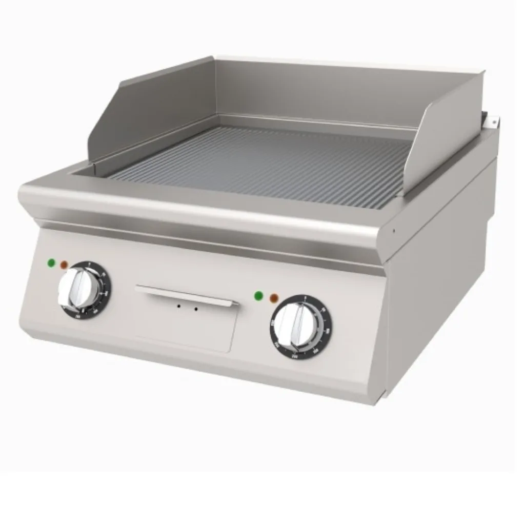 Electric Griddle Professional – Stainless Steel | 6.8 kW | 600 × 730 × 300 mm – Ribbed