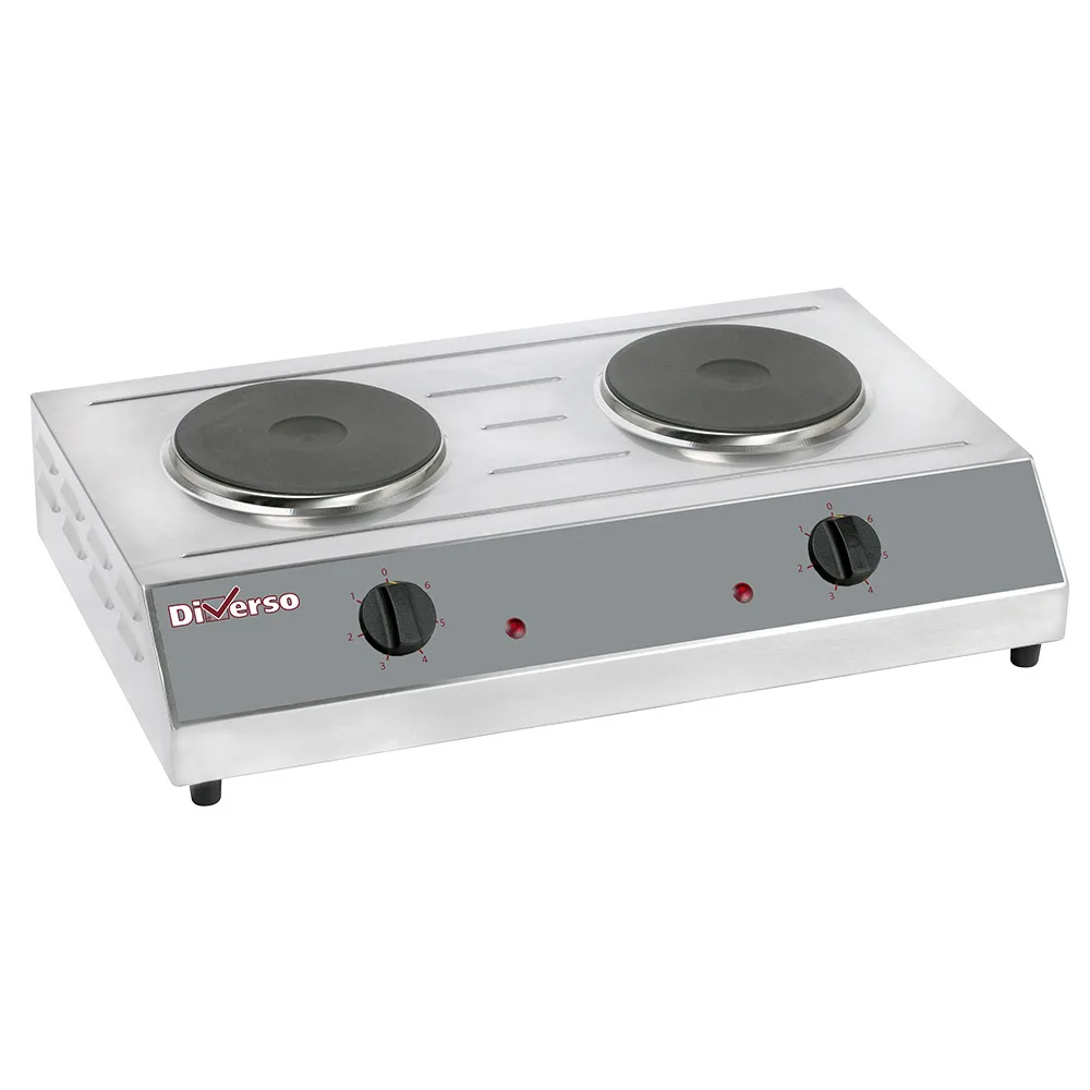 Elektrický stolní vařič 2 plotýnky Ø 190 mm, (Š x H x V) 650 x 400 x 155 mm, nerez, 3 kW