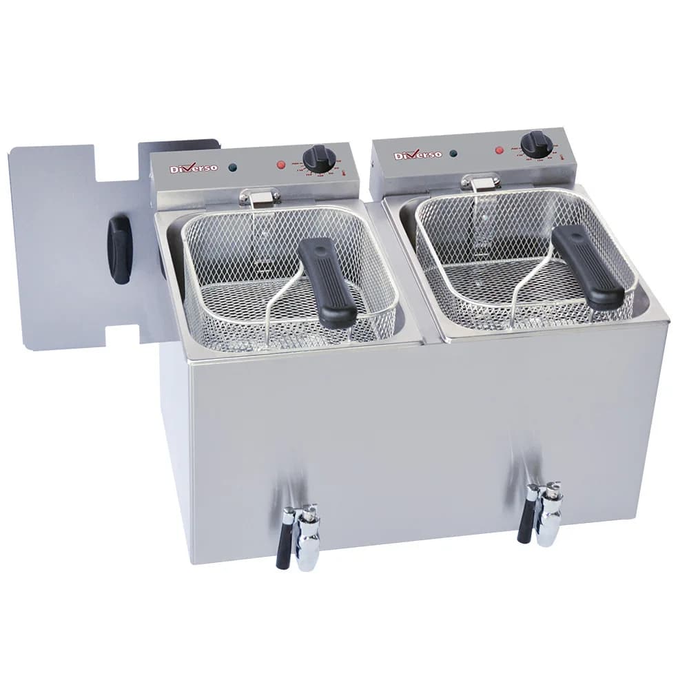 Elektrická stolní fritéza 2x 8 litrů s vypouštěcím kohoutem, 6 kW, (Š x H x V) 545 x 445 x 350 mm