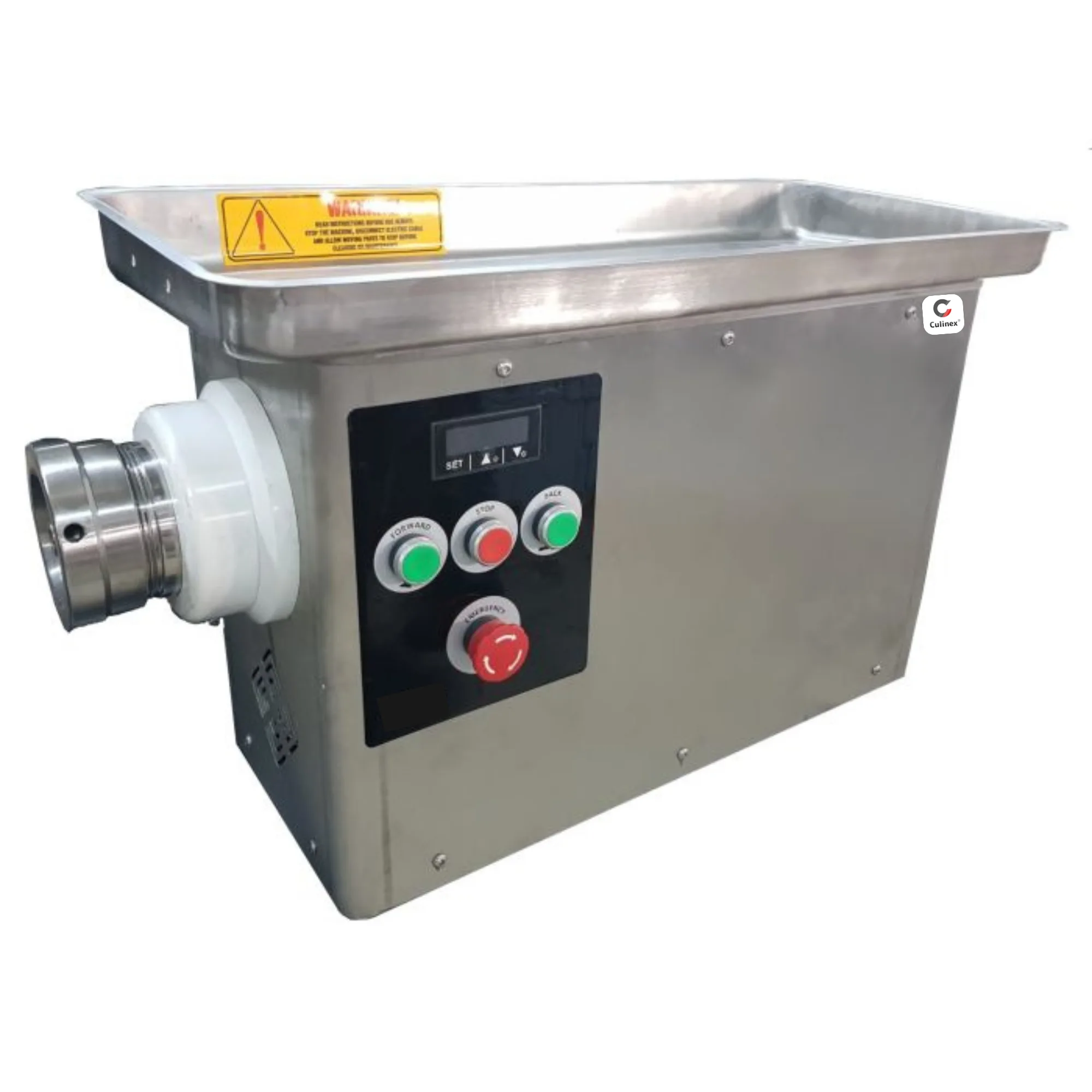 Et Kıyma Makinesi 22, 400 kg Kapasite, Soğutmalı Paslanmaz Çelik Başlık, 230 V, (GxDxY) 290 x 930 x 450 mm
