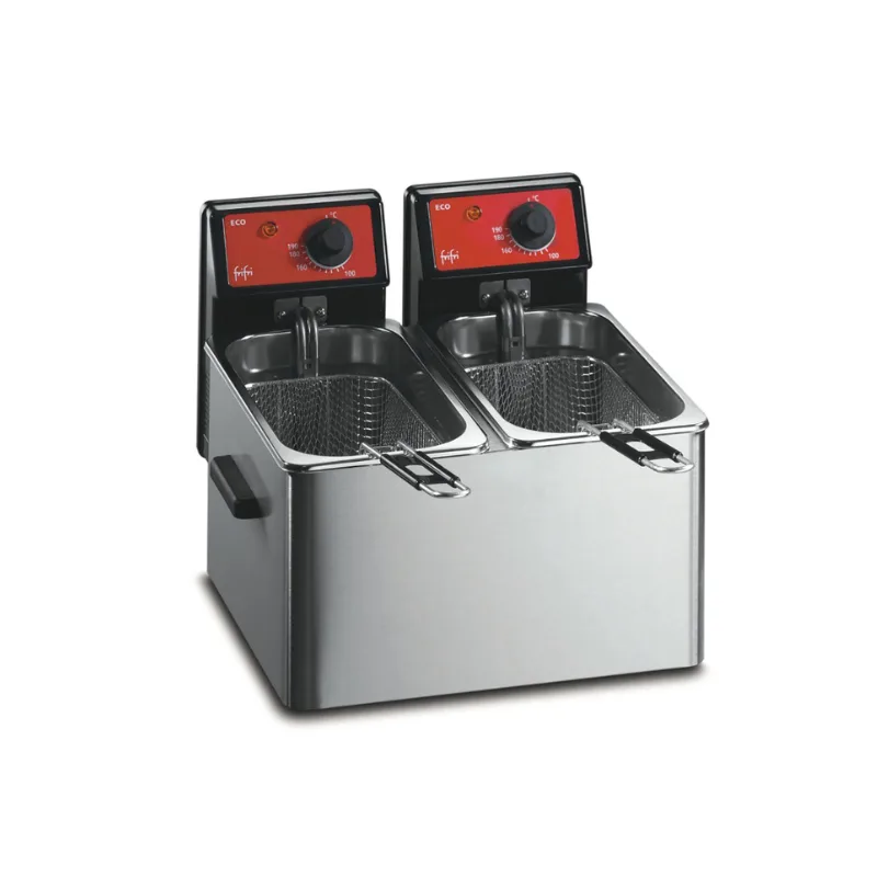 FriFri Eco 4 + 4 Electric Countertop Fryer, Twin Tank, 2 Baskets, 2 x 2.3 kW, (W x D x H) 384 x 375 x 295 mm