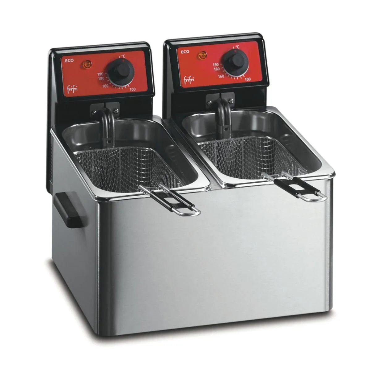 Fri Fri Eco 4 + 4 elektrikli tezgah üstü çift tanklı fritöz, 2 sepet, 2 x 3,2 kW, (G x D x Y) 384 x 375 x 295 mm