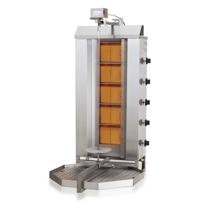 Gas Doner Grill Gyros Grill 5 Heating Zones, Motor Positioned Above, (WxDxH) 565 x 600 x 1280 mm