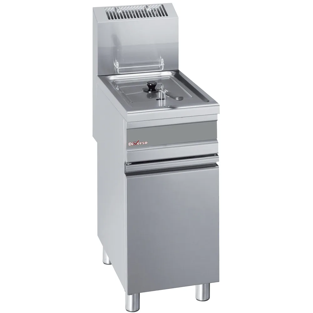 Gas fryer 15 liters with base cabinet, (W x D x H) 375 x 650 x 845/1010 mm, stainless steel